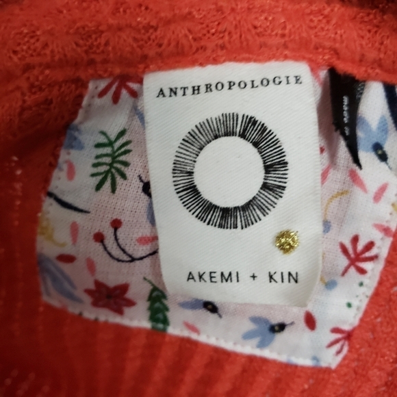 Akemi + Kin Anthropologie Woodruff Waffle Knit Wrap Sweater Top Orange - Picture 7 of 8